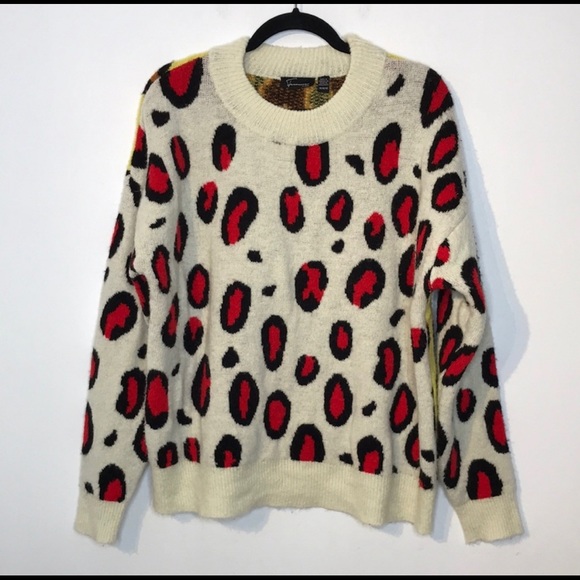 Femme by design leopard print colorblock sweater - Picture 1 of 8